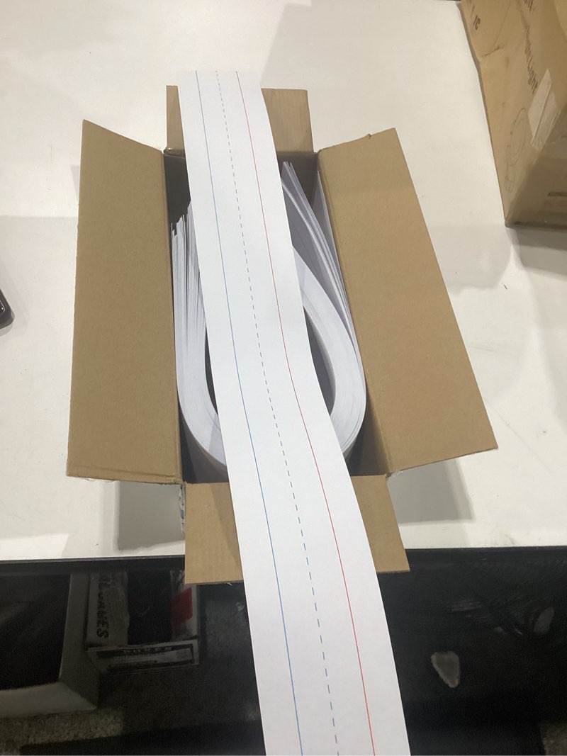 Condition photo showing New/Like New for chell 3x24 inch white sentence strips cardstock, pack of 100 | heavyweight, word learning strips, handwriting practice tools, teacher supplies, white color