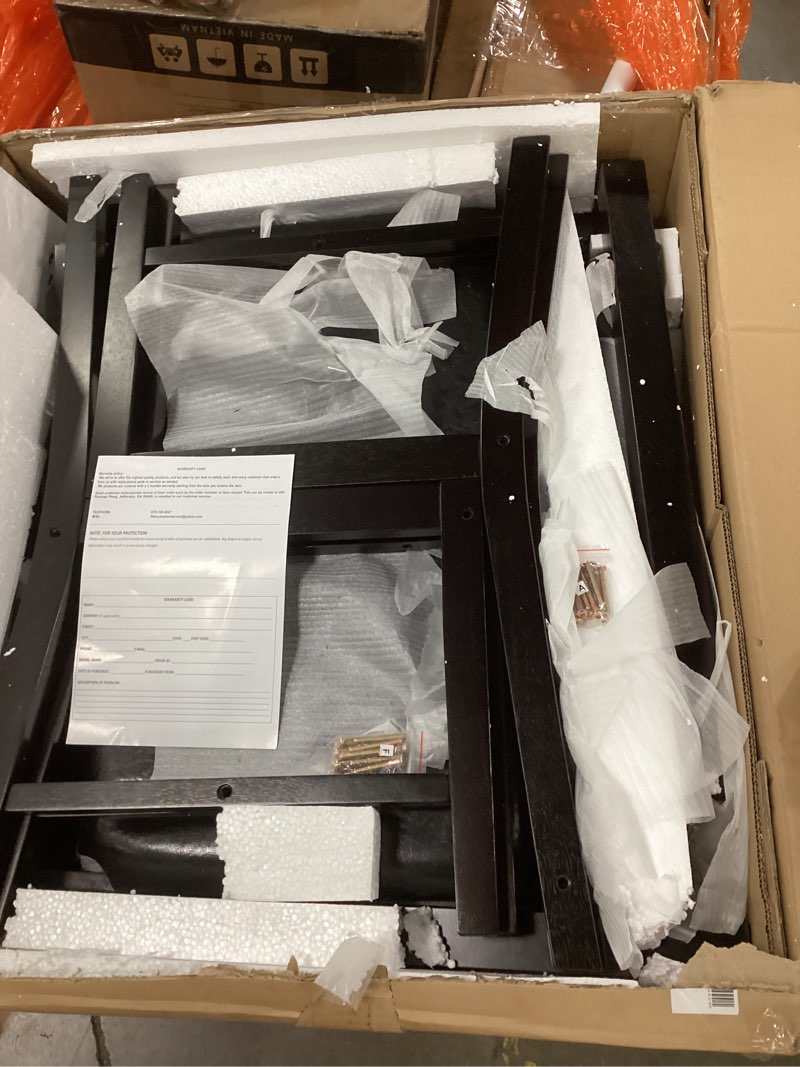 Condition photo showing Good Condition for FDW | 3-Piece Solid Wood Dining Table | Dark Brown | Pine Kitchen Table with Upholstered Chairs | Space-Saving Design | Smooth Easy-to-Clean Surface | for Dining Room, Apartment, Restaurant set for 2