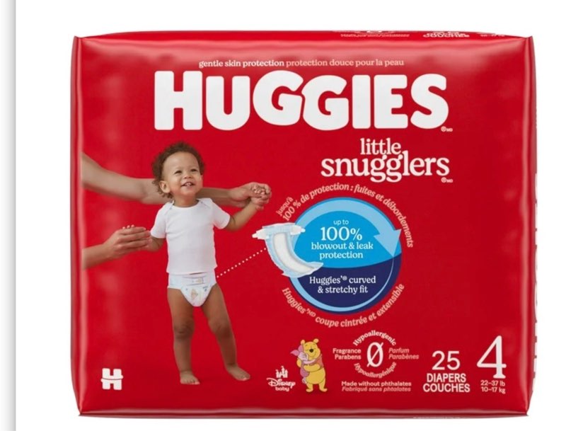 huggies little snugglers baby diapers, size 4 (22-37 lbs), 150