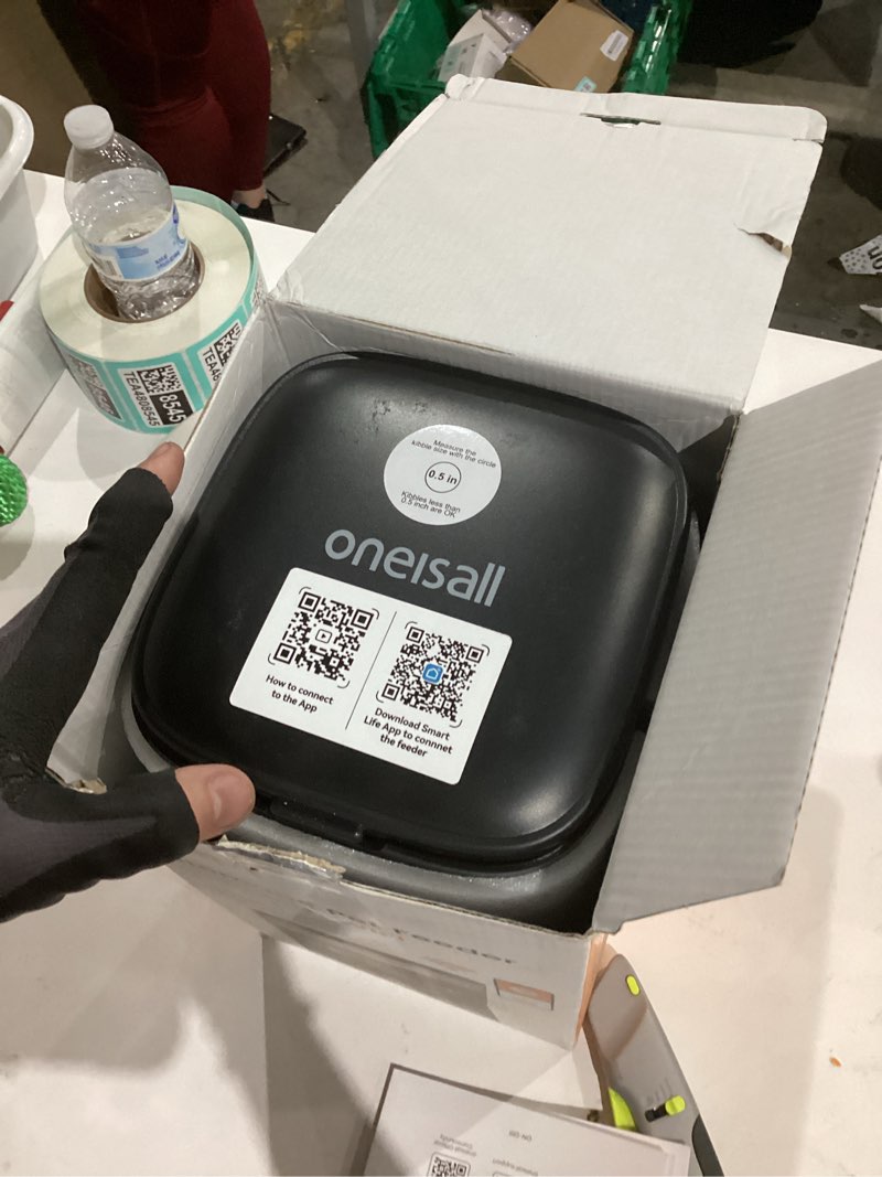 Condition photo showing As Is for oneisall Automatic Cat Feeder, WiFi Cat Food Dispenser with App Control, Auto Cats Feeder Automatic for Dry Food, Smart Pet Food Dispenser with Portion Control for Small Pets Indoor