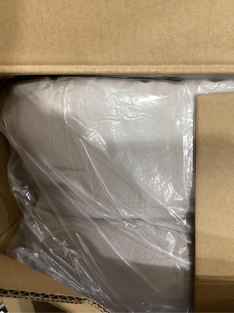 Condition photo showing Good Condition for levtex home sand stripes natural king/cal king comforter set (106x94in) with 2 pillowcases (36x20in) - woven jacquard stripe - tan, chambray, blue - cotton king size comforter set - soft, pre-washed comforter - king/cal king natural