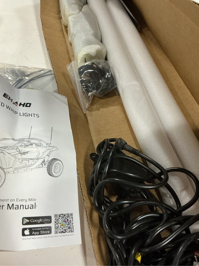 Condition photo showing Good Condition for ehaho 2 pack 3ft led whip light with speed sensing, whip lights with spring base, tri-sided rgb illuminated whip light with rocker switch, app & remote control for utv atv polaris rzr sxs can-am truck 3ft / (pack of 2)