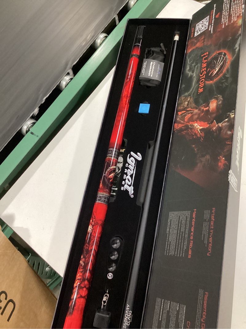 Condition photo showing Good Condition for pool cue stick, 58in 2-piece canadian maple, 12.5mm airstrike shaft | 19-21 oz, kiln-dried a+ maple, case, 2 chalks, tip shaper, chalk holder, cleaning cloth, 10-yr warranty flamestorm 19 oz