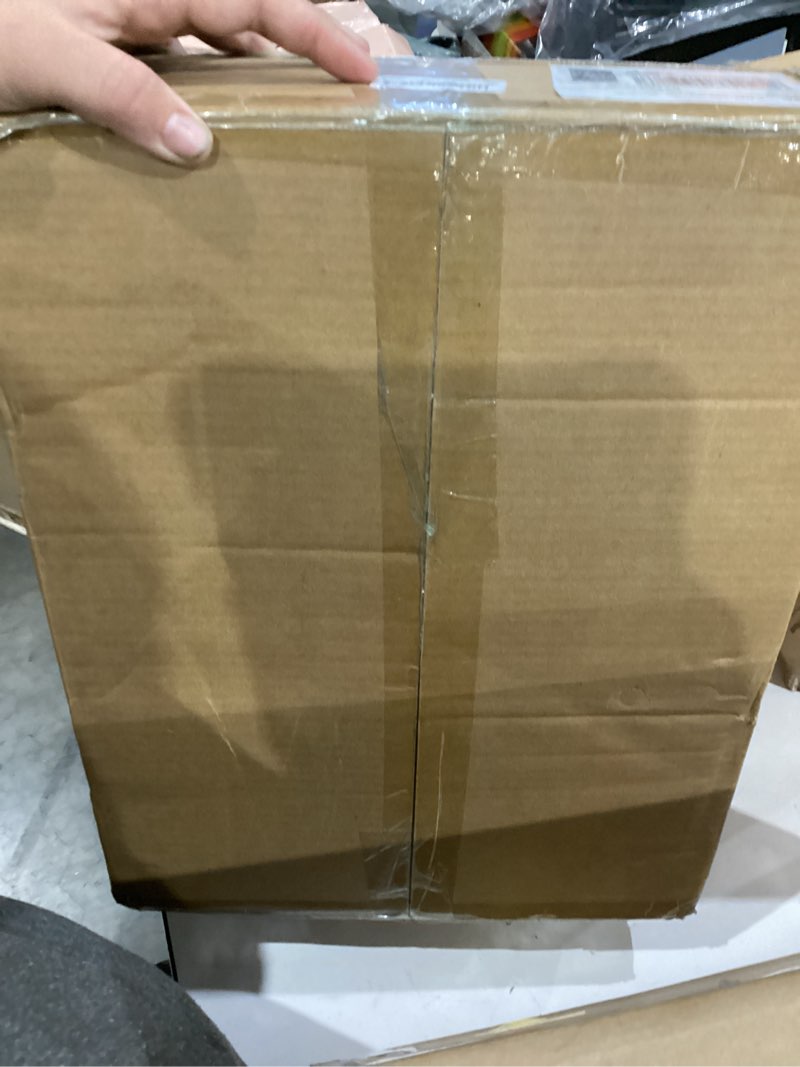 Condition photo showing As Is for Rattan Nightstand, Boho Night Stand Farmhouse Wood Bedside Table with Storage and Open Shelf, End Side Accent Table for Bedroom,Living Room,Black and Oak Normal Black&beige