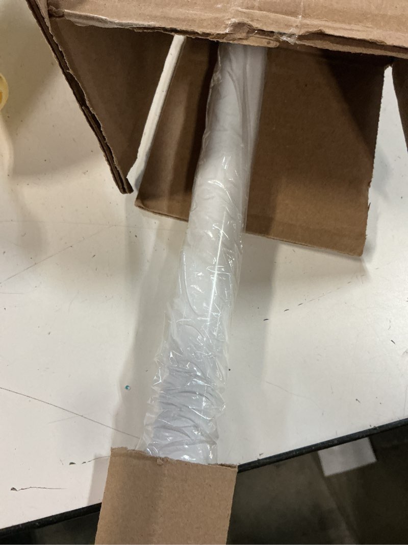 Condition photo showing As Is for 48 inch ceiling fan downrod with ul wires,white, 1-inch diameter, unthreaded 48 inch white