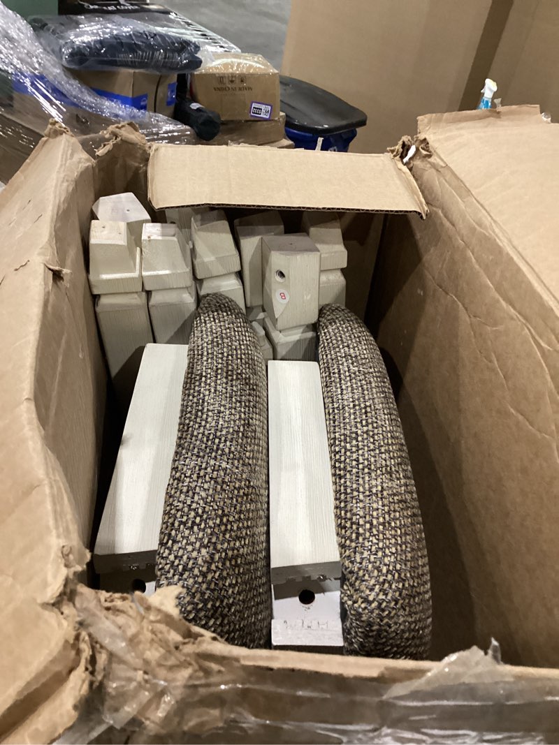 Condition photo showing As Is for Signature Design by Ashley Bolanburg Farmhouse 24" Counter Height Upholstered Barstool, 2 Count, Whitewash