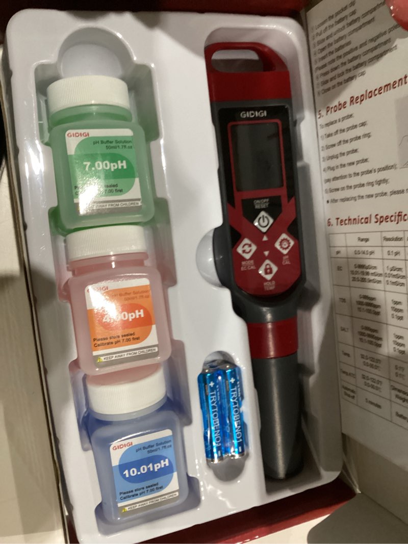 Condition photo showing Good Condition for Digital Pool Salt Tester & pH Meter Water Quality Tester with Color Screen for Pool Aquarium Hot Tub Hydroponics 0.1 High Accuracy Salinity Tester Pool Water Testing Kit for Saltwater Aquarium