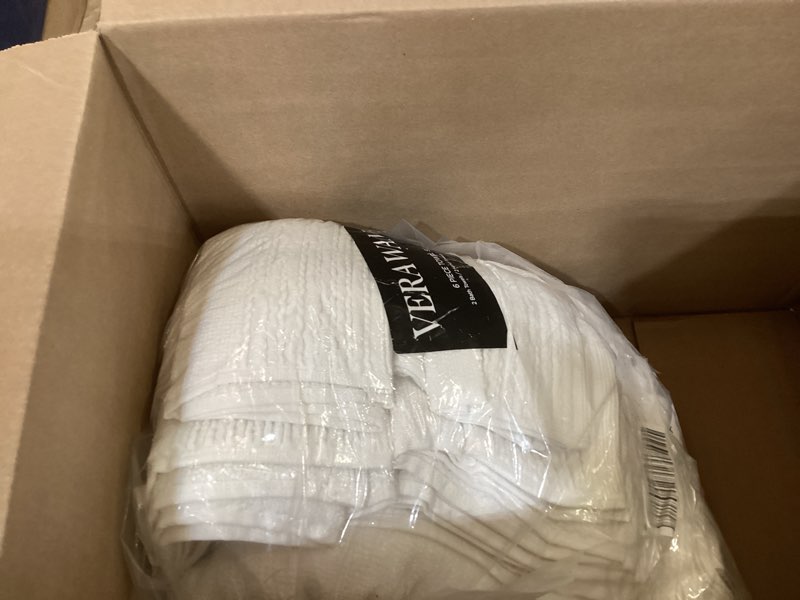Condition photo showing Good Condition for vera wang - bath towels, 100% super soft & highly absorbent cotton towel set, medium weight plush feel, low linting & fade resistant bathroom towels (sculpted pleat white, 6 piece) sculpted pleat white 6 piece