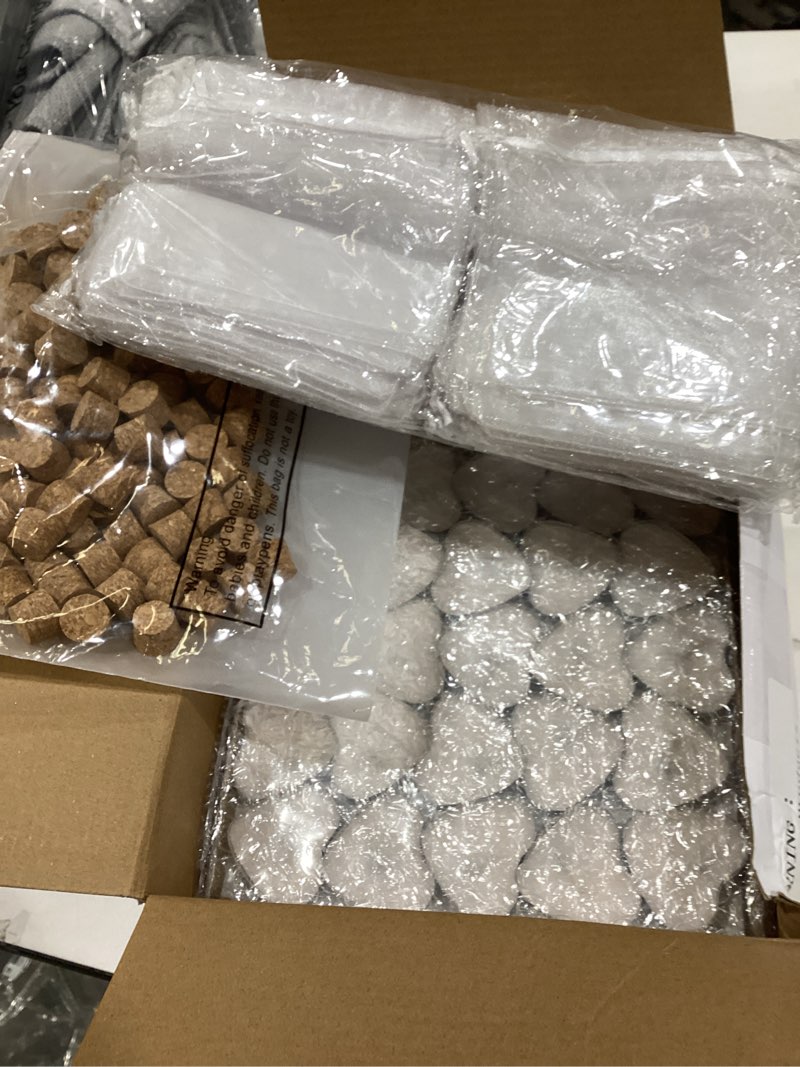 Condition photo showing Good Condition for Wovnet 100 Sets Wedding Party Favors for Guests Bulk Including Mini Heart Shaped Candles and Empty Matches Jars with Cork Top Thank You Cards and Organza Bags for Wedding Bridal Shower Party Souvenir