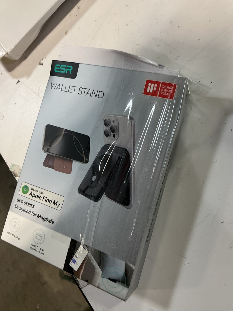 Condition photo showing New/Like New for ESR Geo for Magsafe Wallet with Full Find My Functionality,5 Card-Holder, RFID Blocking, Magnetic Wallet for iPhone 17/16/15/14/13/12 Series, with Adjustable Stand, Brown Brown-Stand