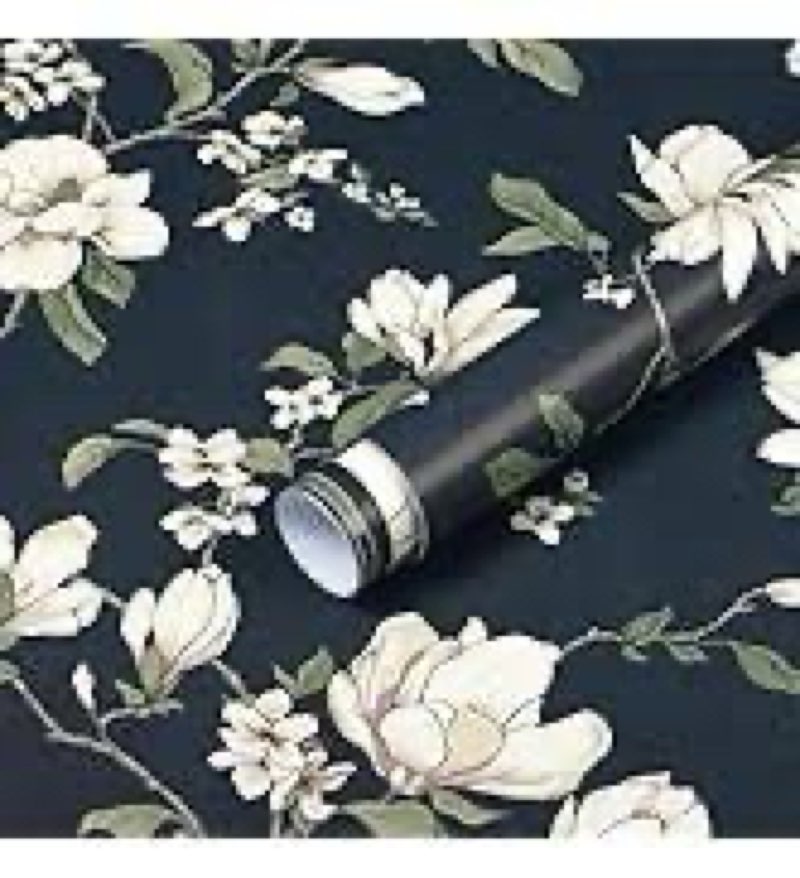 HeloHo Peel and Stick Wallpaper Vintage Dark Blue Floral Wall Paper Self Adhesive Removable Waterpro