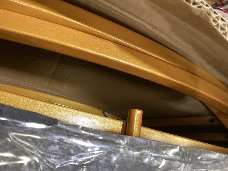 Condition photo showing As Is for GRENTY Open Arch Backdrop Stand,7.2 FT Metal Double Arch Backdrop Frame U Shaped Wedding Arches for Wedding Ceremony, Baby Shower, Birthday Party, Graduation Party, Photo Backdrops (Gold) Yellow