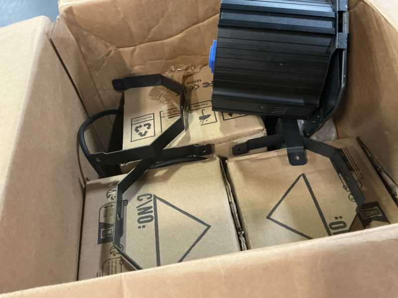 Condition photo showing Good Condition for stage lights with barn doors, led par lights warm & cool white spotlights, sound activated dmx512 professional par can light for theater church events wedding studio concert 4 packs 4 pcs