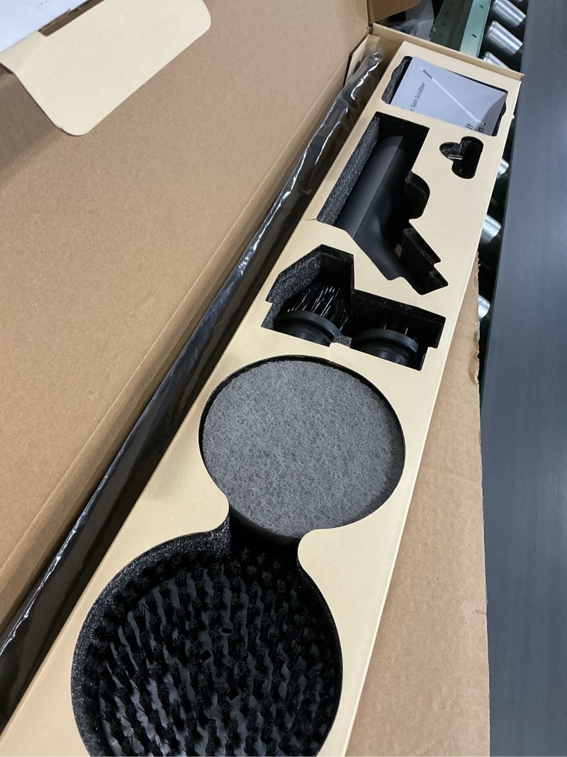 Condition photo showing Good Condition for hoto cordless electric spin scrubber, ipx7 full body waterproof bathroom cleaning brush, max 22 in-lb, shower scrubber brush with long handle, 6 brush heads, power scrubber for bathroom, floor, tile