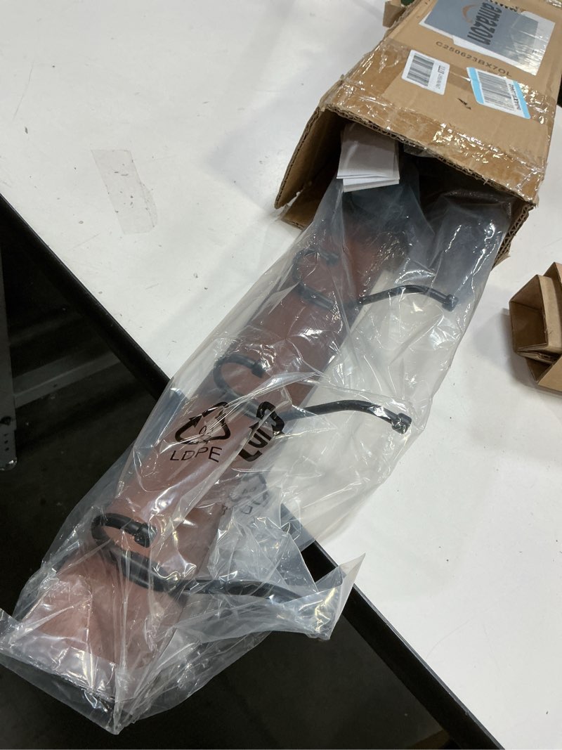 Condition photo showing Good Condition for Amazon Basics Wall-Mounted Coat Rack, 5 Hook, Light Walnut | Farmhouse, Rectangular Light Walnut 5 Hook Rustic