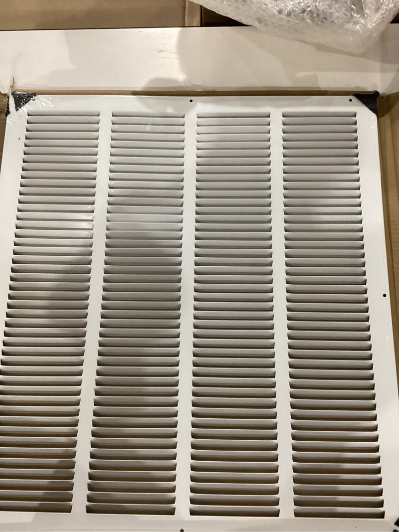 Condition photo showing New/Like New for 20" x 22" return air grille - sidewall and ceiling - hvac vent duct cover diffuser - [white] [outer dimensions: 21.75w x 23.75"h] 20 x 22