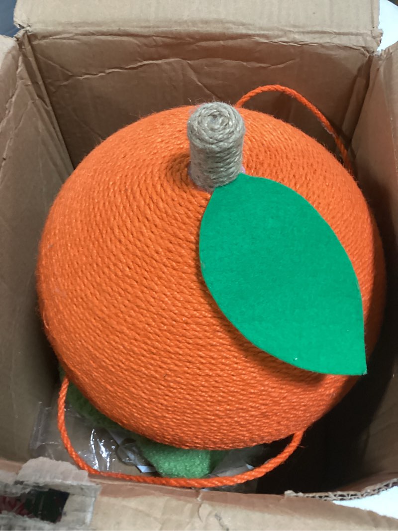 Condition photo showing As Is for Orange Cat Scratching Post, Cute Cat Scratcher with Sisal Rope, Cat Scratch Post for Indoor Adult Cat and Kitten, Cat Scratching Ball
