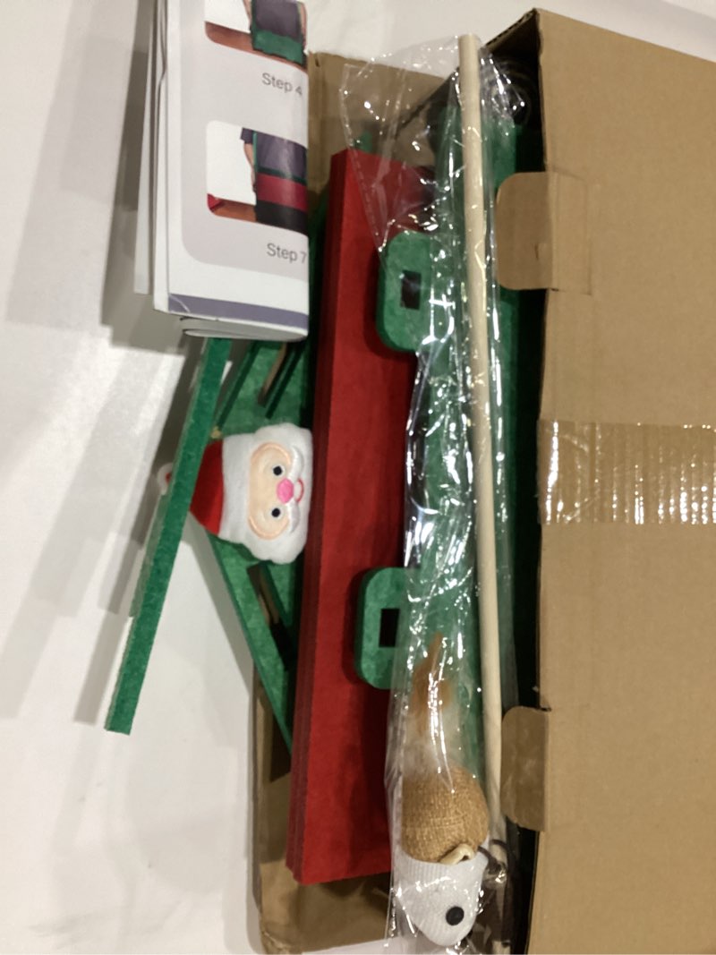 Condition photo showing New/Like New for KAQJW Christmas Detachable Felt Cat Bed Condo Shelter House for Indoor Use - Easy to Assemble, Durable and Warm Funnest - Cozy Shelter with Built-in Scratching Board and Bonus Cat Toys XMAS-HOUSE