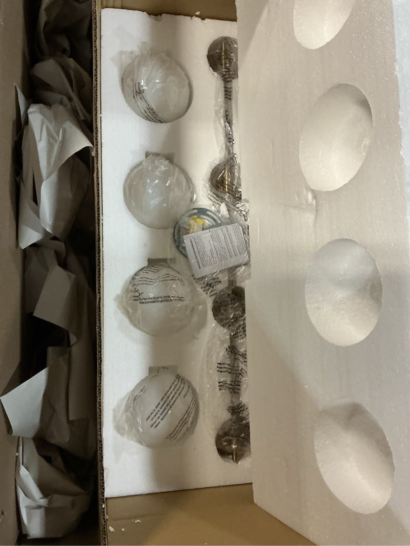 Condition photo showing Good Condition for kichler benno 4-light bathroom vanity light fixture with opal glass in champagne bronze, modern wall mount over mirror for bathroom or powder room (8.75" x 34"), 55173cpz 34" champagne bronze