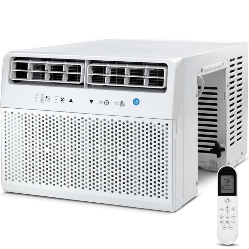 KISSAIR 12000 BTU ASHRAE 115V U Shaped Window Air Conditioner with Remote Control, 6 Modes & 3 Fan Modes, 24H Timers