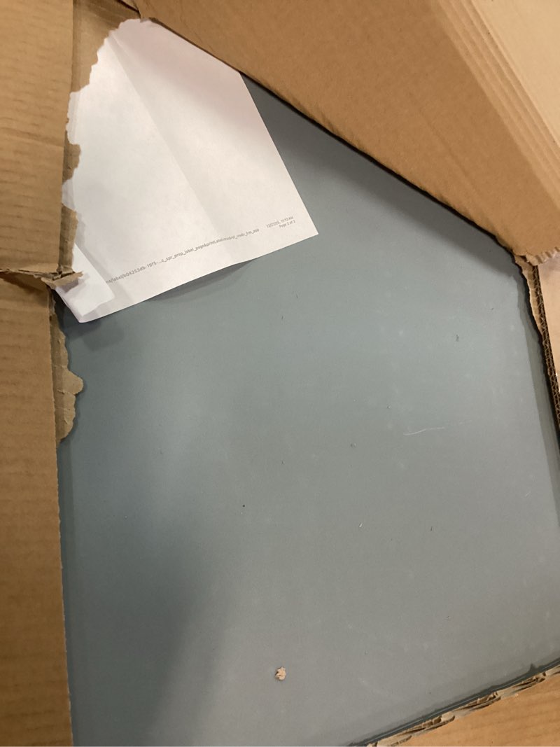 Condition photo showing As Is for 34" Square Folding Table,Multi-Functional Portable Folding Card Table with Carrying Handle for Indoor Outdoor Camping,Picnic, Office, Party Use, HDPE Plastic Tabletop with Metal Frame(Grey) 34In x 34In Grey 1