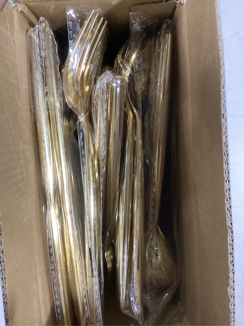 Rubtlamp 90Pcs Gold Plastic Silverware, Gold Disposable Utensils, Plastic Cutlery Include 30 Plastic