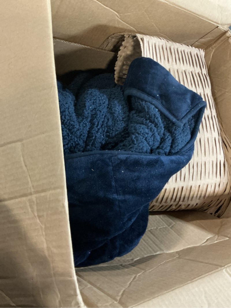 Condition photo showing As Is for wemore sherpa fleece weighted blanket for adult, 15 lbs dual sided cozy fluffy heavy blanket, ultra fuzzy throw blanket with soft plush flannel top, 60 x 80 inches grey on both sides grey 60" x 80" 15lbs