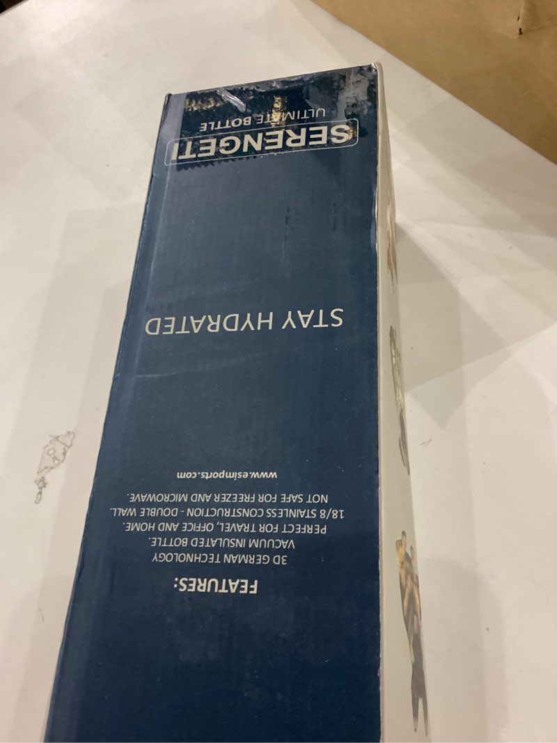 E&S Pets SERENGETI 24 Oz Water Bottle Stainless Steel with Spill Proof Lid - Double walled Vacuum In