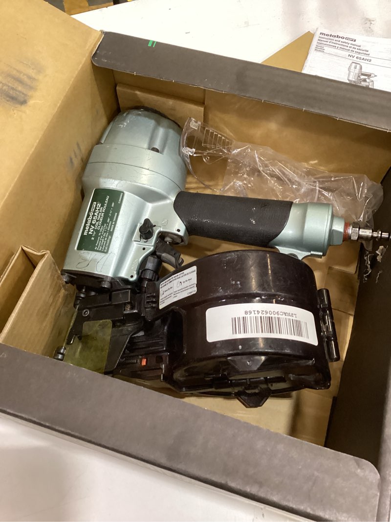 Condition photo showing As Is for metabo hpt coil siding nailer, 1-1/2 inch to 2-1/2 inch siding nails, side load, tilt bottom magazine (nv65ah2)