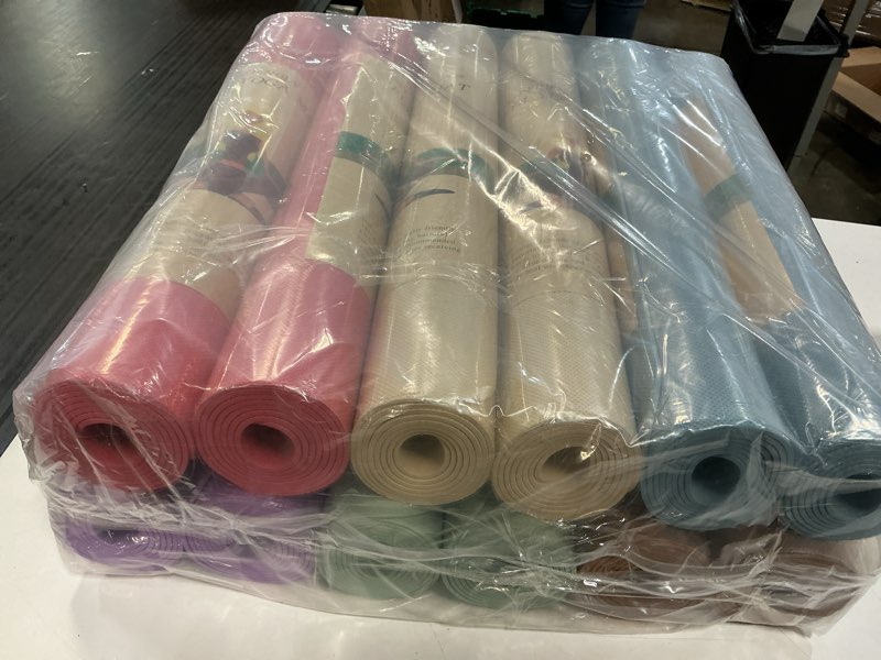 Condition photo showing New/Like New for timgle 12 pack yoga mat bulk, 4mm thick extra long sports mat anti slip tear resistant yoga exercise set for fitness stretching home workout gym and studio light color 68" x 24"