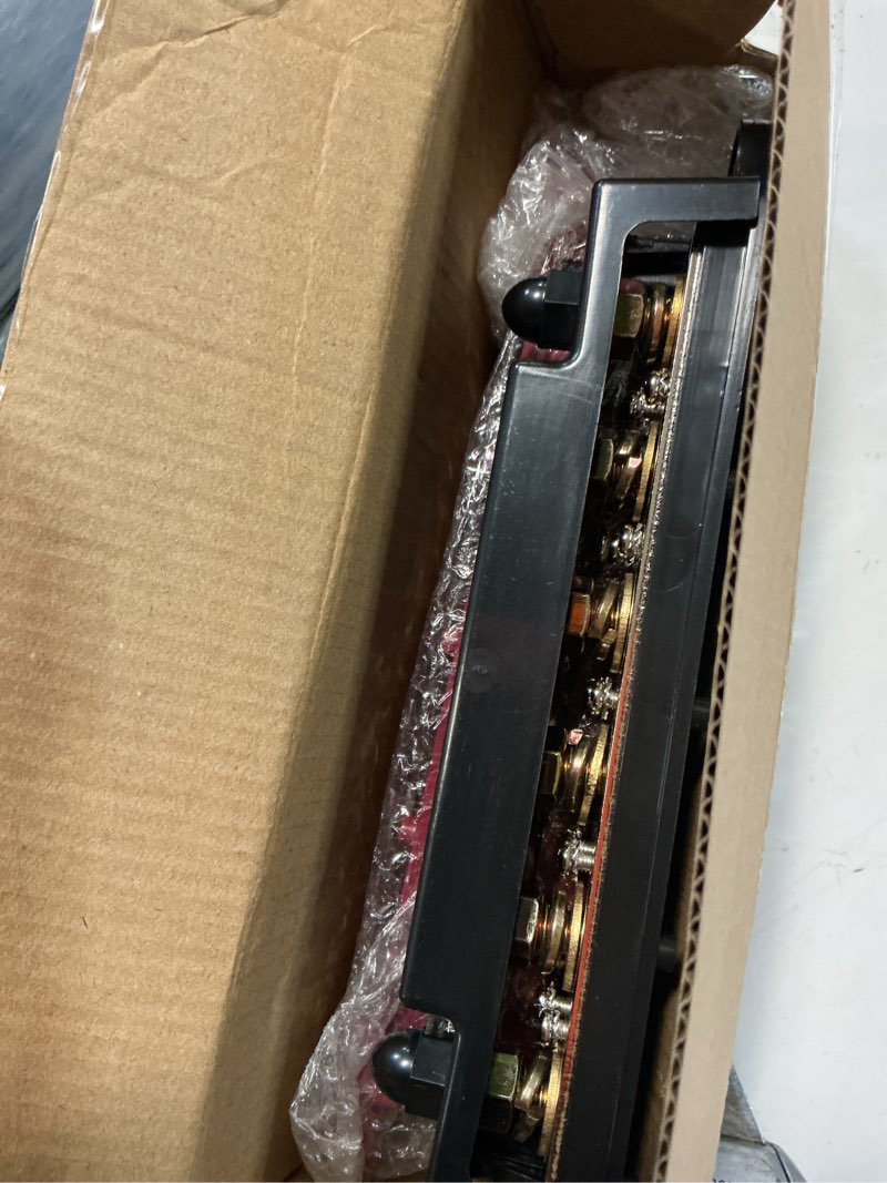 Condition photo showing New/Like New for mofeez power distribution block bus bar, 6 x 3/8" posts, 10 x #8 screws terminals, max 48v 250a (pair, red & black)