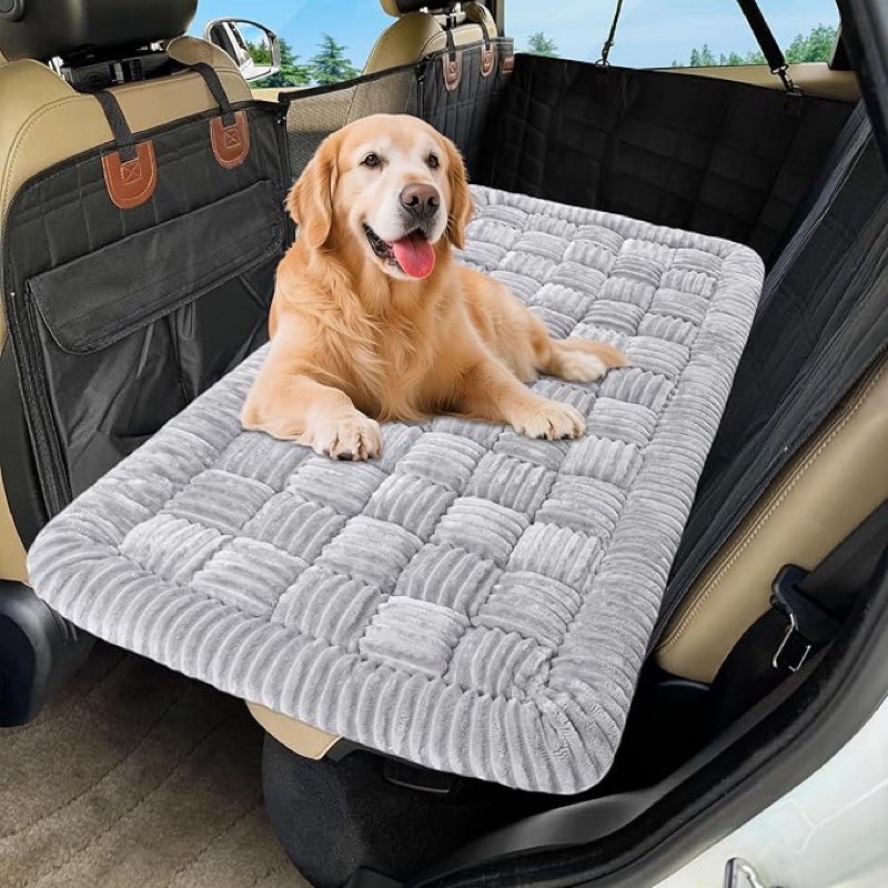 Dog Car Bed Mat, Non-Slip Backseat Extender Pet Blanket, Plaid Dog Bed for Trucks, Sedans & Large SU