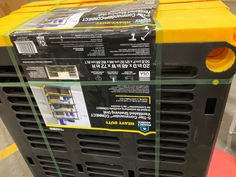 Condition photo showing As Is for project source commander 20-in d x 48-in w x 72-in h 5-tier heavy duty plastic utility