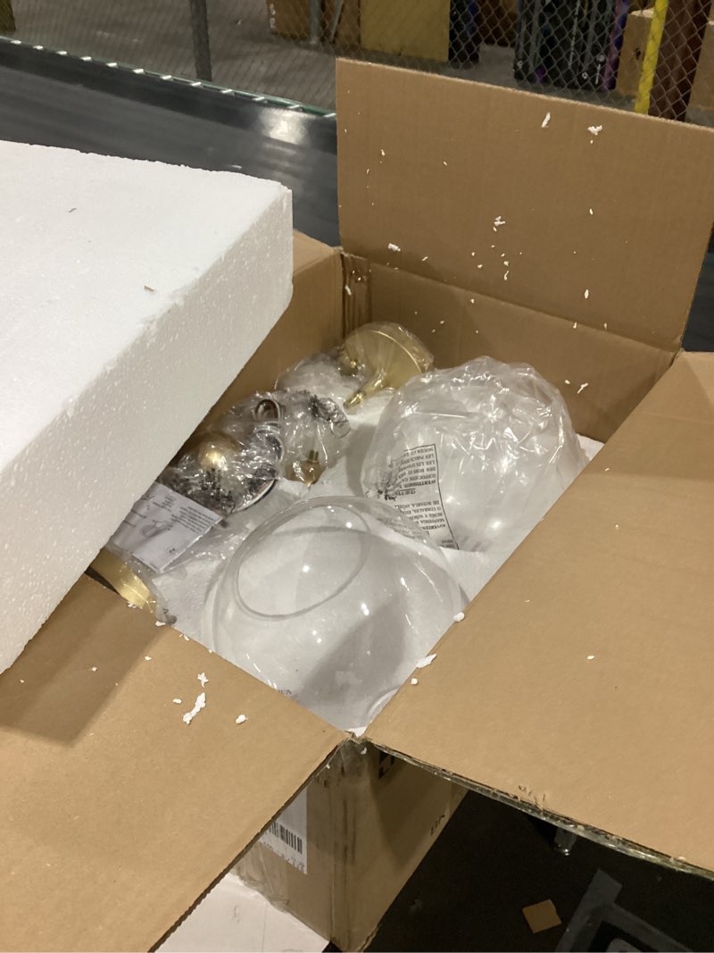 Condition photo showing New/Like New for Emak 2 Pack Gold Pendant Light Fixtures, 8 Inch Globe Pendant Lights Kitchen Island with Clear Glass, Modern 1 Light Pendant Lighting for Kitchen, Bedroom, Bathroom, PL121-GD-2PK Gold - 2PC 8 inch