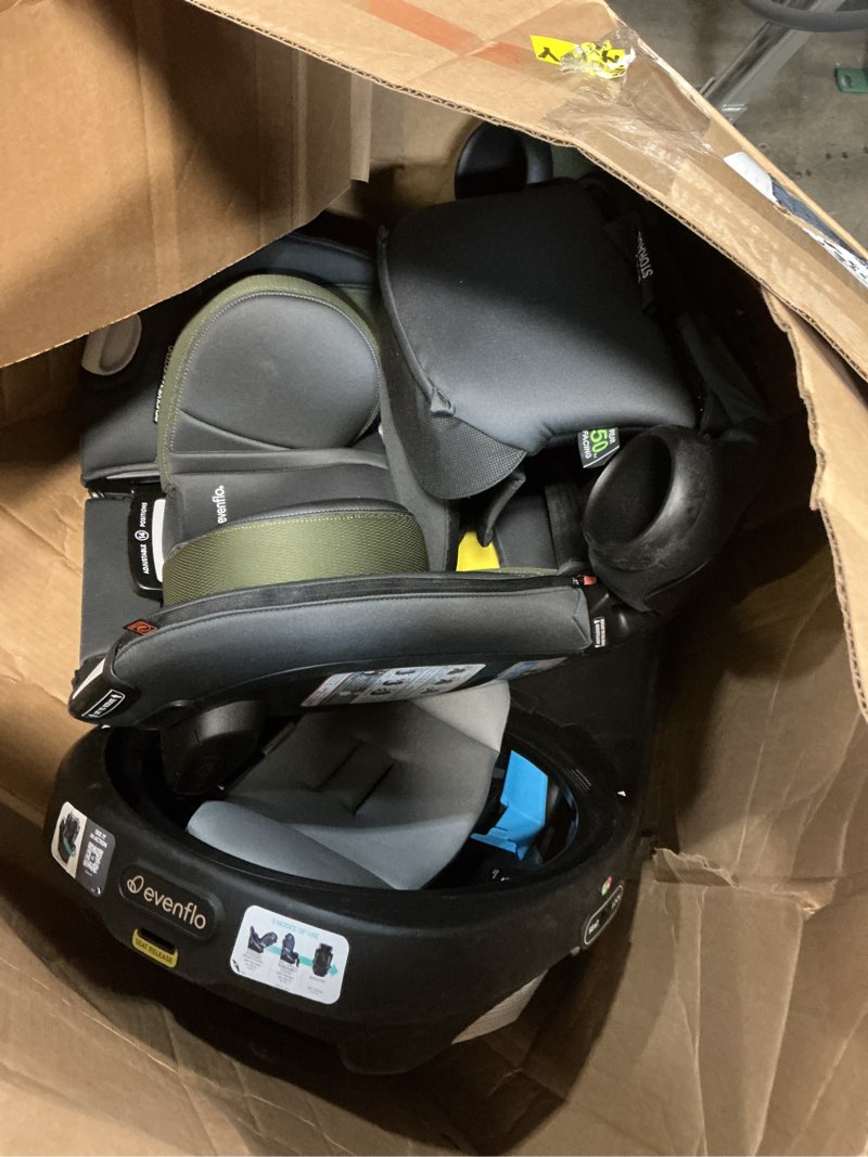 Condition photo showing As Is for evenflo revolve360 extend convertible car seat with 360 degree rotation, extended rear-facing, forward-facing, booster mode, and secure latch install, rockland green revolve360 l.i.f.e. guard rockland green
