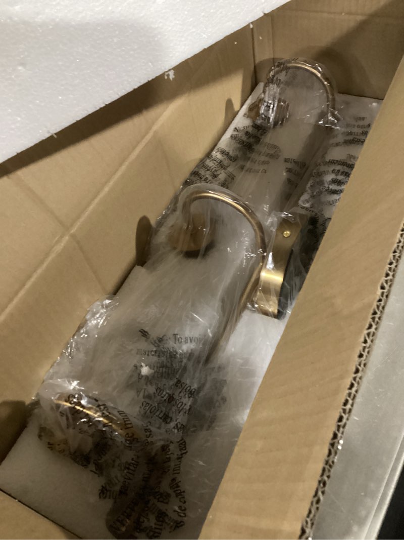 Condition photo showing Good Condition for Bathroom Vanity Light, 22.6-Inch Modern Dimmable 3-Light Bathroom Light Fixture Over Mirror, Brass Finish with Frosted Glass Globe Wall Sconce Gold 3-Light