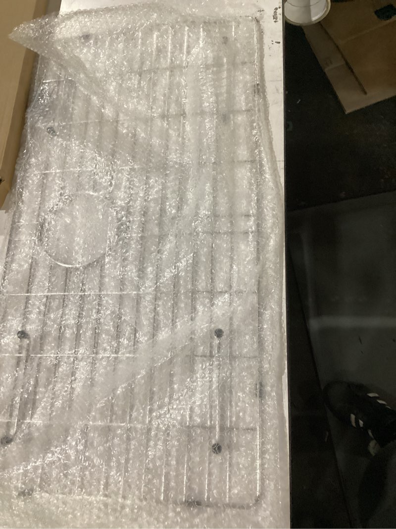 Condition photo showing Good Condition for stainless kitchen sink protector - 30" x 16" with rear drain | s304 sink grids for bottom of kitchen sink, rear drain for single bowl workstation sink with corner radius