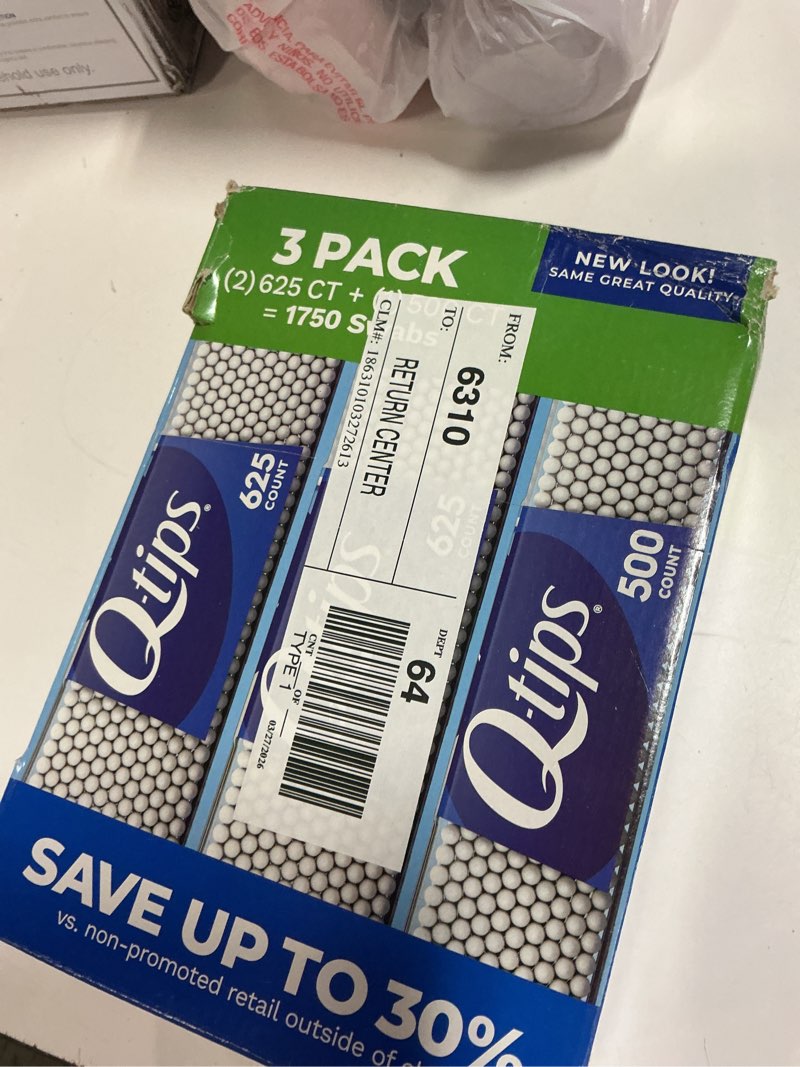 Condition photo showing New/Like New for q-tips cotton swabs, 1,750 ct., 3 pk. 