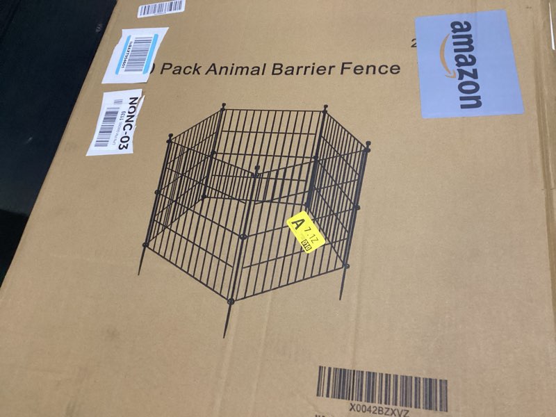 Condition photo showing Good Condition for 10 panels no dig decorative outdoor garden fence for yard, 24 in(h) x 20 ft(l) animal barrier fencing rustproof metal wire panel border for dog, rabbits, and patio temporary ground stakes 10 panels-24 in(h) x 20 ft(l)