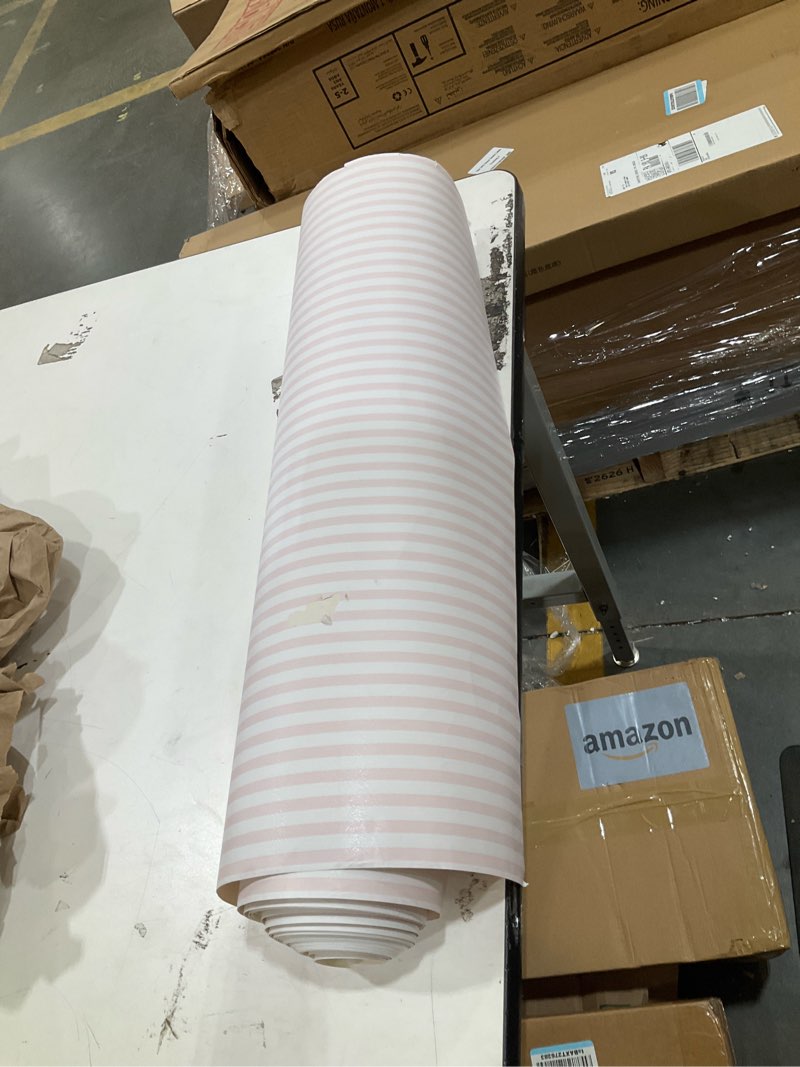 Condition photo showing As Is for manhattan comfort nwpr33833 pasco vinyl solid striped wallpaper roll, pink