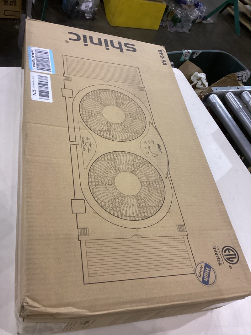 Condition photo showing Good Condition for shinic Window Fan with Reversible Airflow Quiet, Twin 9" Blades, Full Remote Control, 3 Functions-3 Speeds, Bathroom Kitchen Window Exhaust Fan, Width Adjustable (From 23.5" to 37") ETL Certified