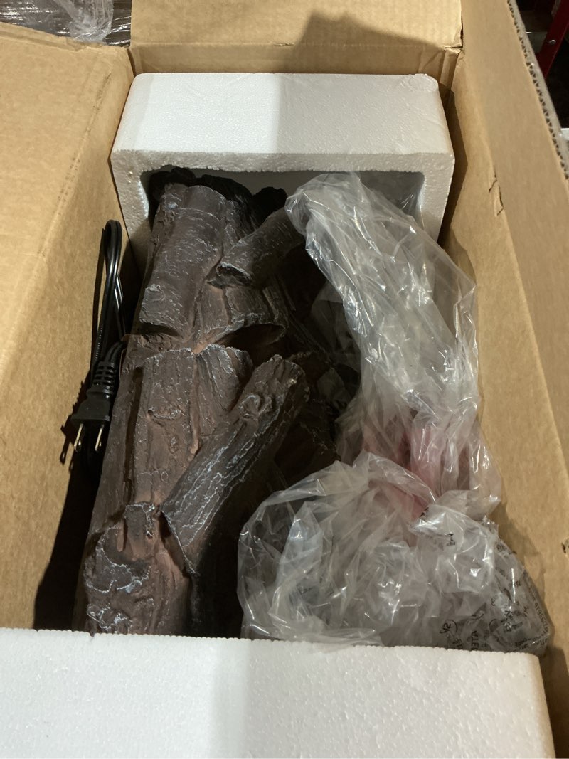 Condition photo showing Good Condition for Electric Fireplace Logs Inserts Heater with Infrared Remote Controller 5 Flame Brightness 24 H Timer Overheating Protection for Home and Office Decor Black