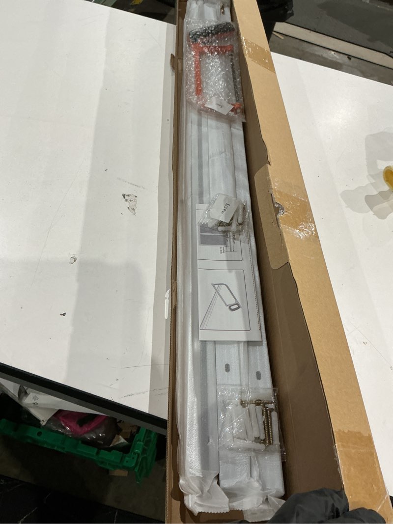 Condition photo showing Good Condition for ceiling curtain track, curtain track with roller hooks, 9ft - 12ft ceiling mounted rail set for room divider, white 9ft - 12ft white
