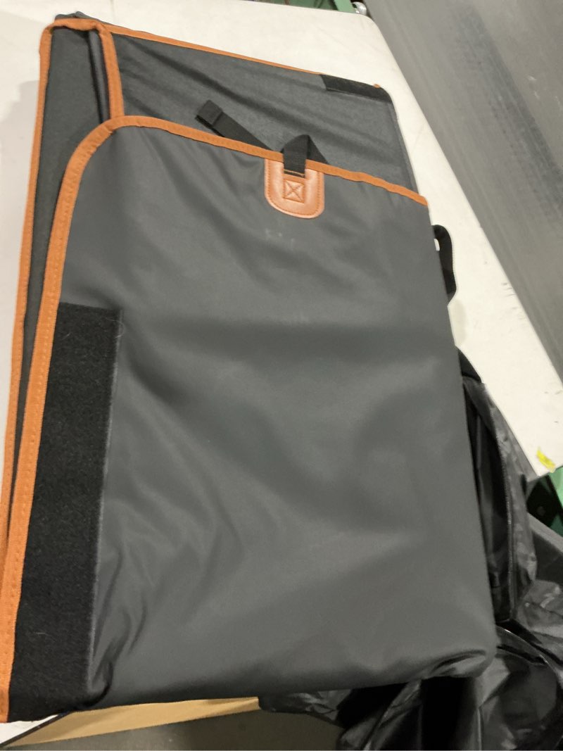 Condition photo showing Good Condition for (similar too) back seat extender for dogs,dog car seat cover for back seat with hard bottom holds 500 lbs,car seat protector,waterproof extender for dogs,dog hammock,600d nonslip,pet bed for cars,suvs, small trucks black with orange for cars/ mid-size suv/ small truck