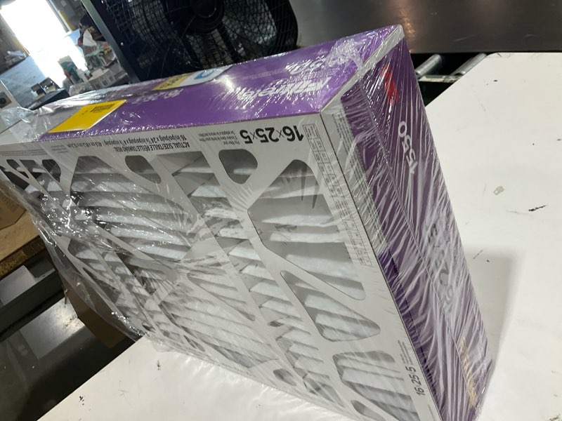 Condition photo showing As Is for filtrete 16-in w x 25-in l x 5-in merv 12 1550 mpr allergen, bacteria and virus electrostatic pleated air filter