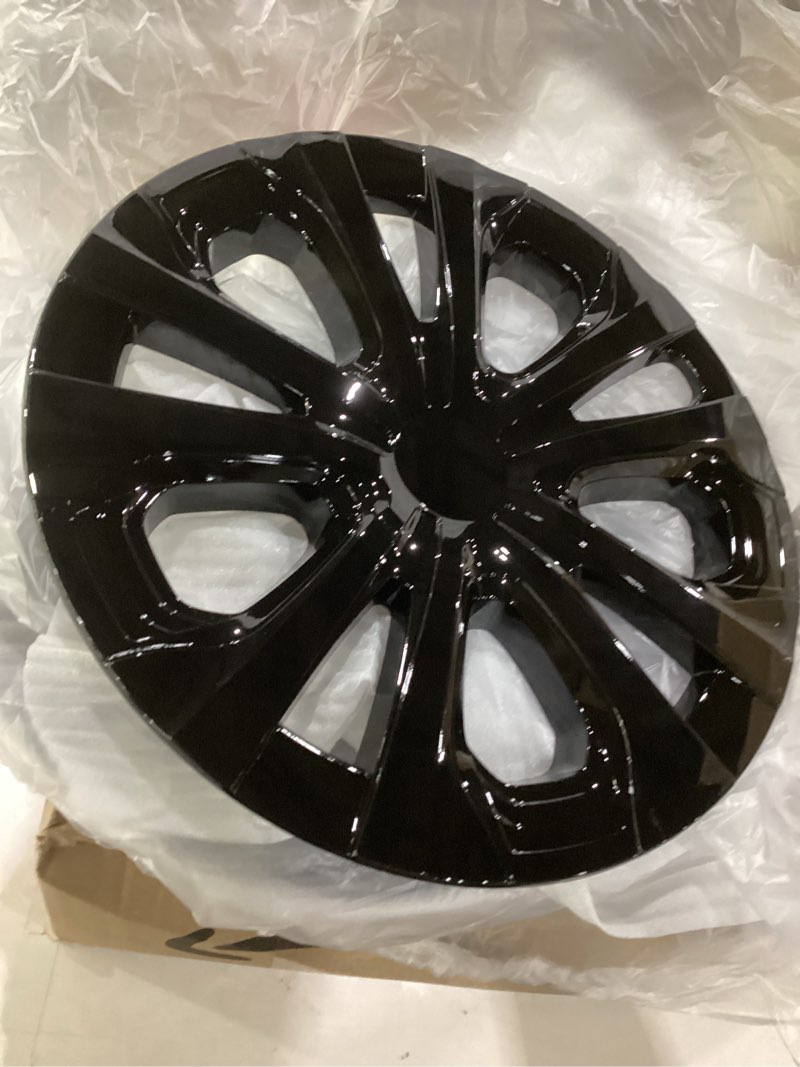 Condition photo showing As Is for 15inch hubcaps wheel covers for 2016-2022 toyota prius & 17-22 prius prime & 2020-2024 corolla hybrid, abs+pc plastic snap-on 15'' hubcap replacement set of 4 glossy black oem#42611-47441