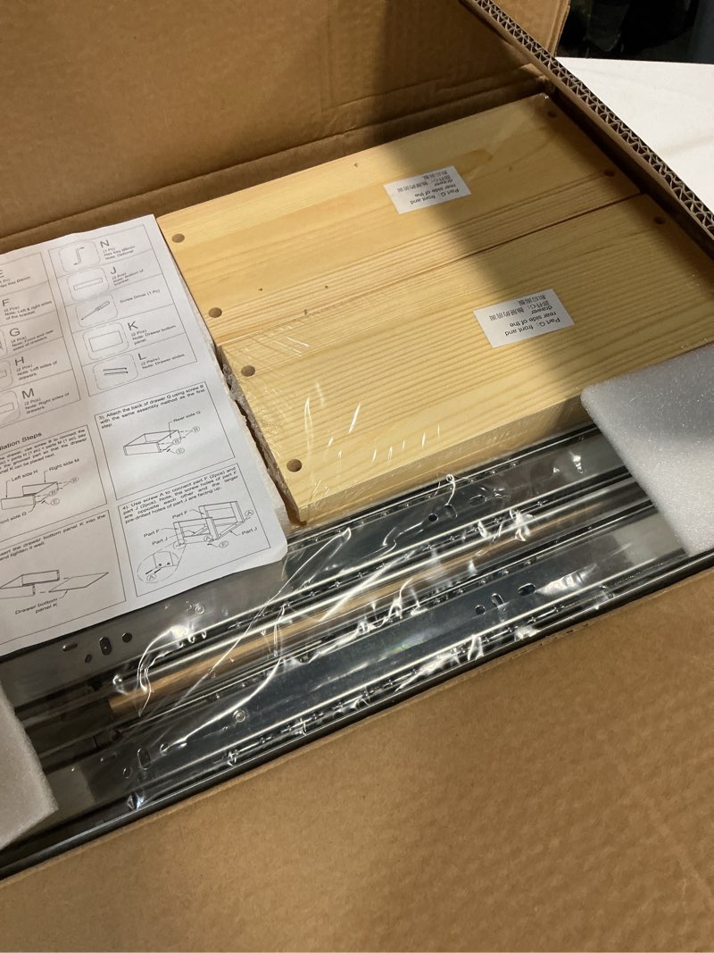 Condition photo showing New/Like New for Pull Out Cabinet Organizer, 14''W×21''D×16''H Soft Close Slide Out Wood Drawer Shelves Storage for Kitchen, 2-Tier, Finished, Heavy-Duty, Bottom Assembly