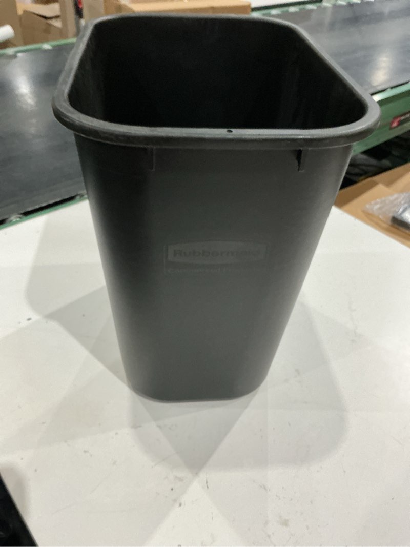 Condition photo showing Good Condition for rubbermaid commercial products deskside wastebasket/trash can, 3.25-gallon/13-quart, black, small, for bedroom/bathroom/office, fits under desk/sink/cabinet 3.25 gallons black 1