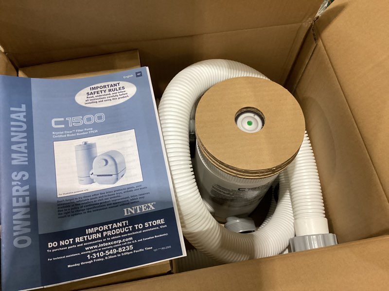 Condition photo showing New/Like New for INTEX C1000 Cartridge Filter Pump for AGP: 1000 GPH Pump Flow Rate - Cartridge Gauge Indicator - HydroAeration Technology - Includes Type A Filter Cartridge - Turnover Rate/System Flow 750 GPH 1,000 Gallons Per Hour White