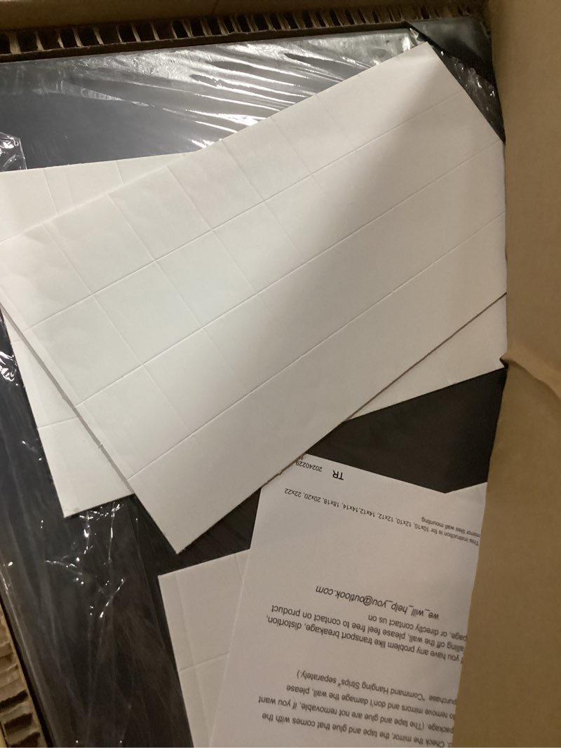 Condition photo showing New/Like New for wall mirror tiles, 16"x12"x12pcs full length home gym mirror for garage, bedroom, living room, over the door frameless 16"x12"x12pcs